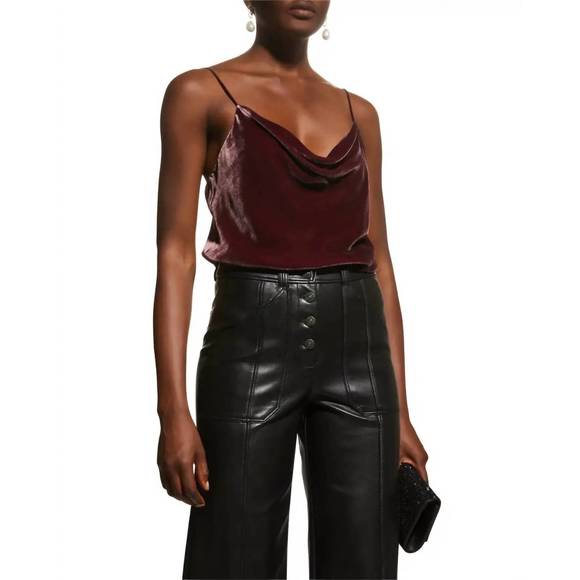 NEW CINQ A SEPT callalily velvet cami in red - Picture 1 of 5